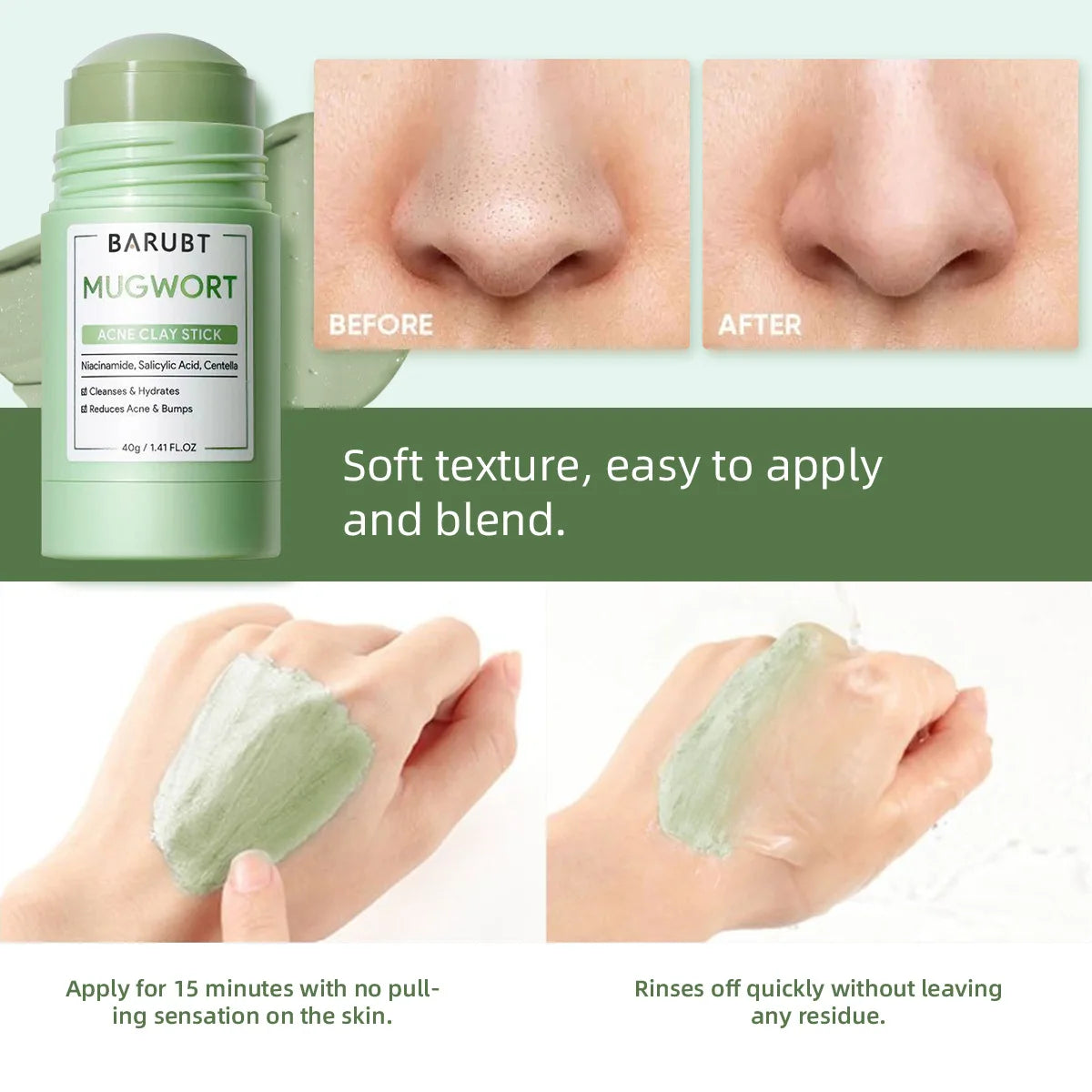 Remove Blackhead Acne Mugwort Solid Mask Cleans Pores Stick Facial Blemish Black Dots Shrink Pores Korean Skin Care Products PromoPro Africa 