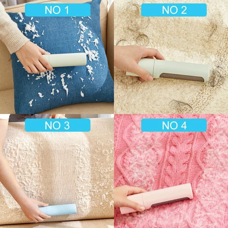 2-1 Reusable Pet Hair Remover Brush Lint Roller Self Cleaning Cat Dog Fur Hair Dust Removal Brush for Clothes Portable Effective PromoPro Africa 