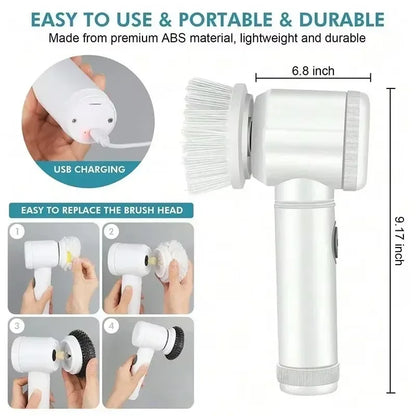 New Cordless Spin Scrubber Electric Rechargeable 5 in 1 Brush Heads for Bathroom Kitchen Tile Grout Shower Car Deep Clean PromoPro Africa 