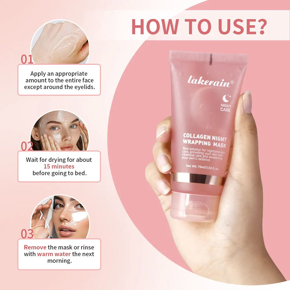 75ml Collagen Overnight Wrapping Peel Off Facial Mask Korean Collagen Night Wrapping Mask Deeply Hydrates Night Care Mask Cream PromoPro Africa 